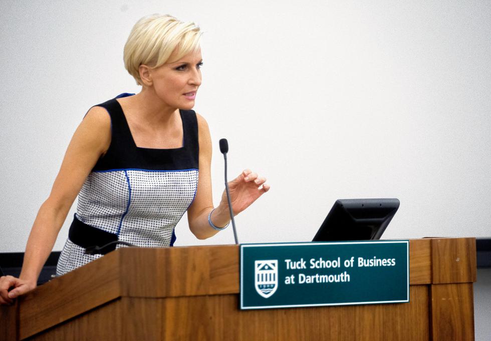 Mika Brzezinski was keynote speaker at the Tuck School of Business' Initiative for Women Symposium at Hanover, N.H., on April 30, 2015. Her "Morning Joe" co-host, former congressman Joe Scarborough, also attended. (Photo by Geoff Hansen) - Geoff Hansen | Geoff Hansen