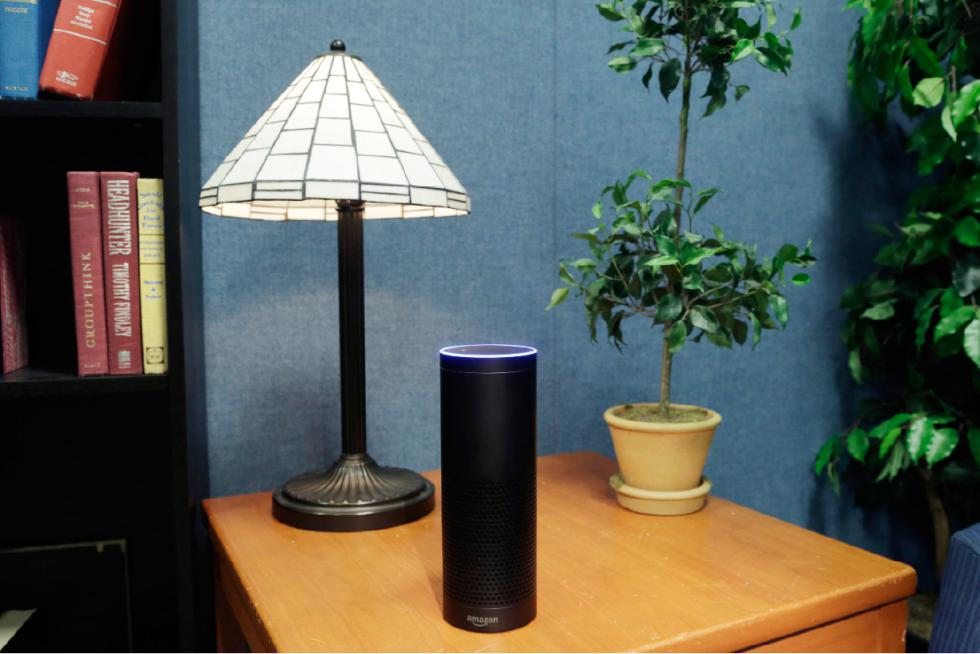 Amazon's Echo, a digital assistant that can be set up in a home or office to listen for various requests, such as for a song, a sports score, the weather, or even a book to be read aloud, is shown, Wednesday, July 29, 2015 in New York. The $180 cylindrical device is the latest advance in voice-recognition technology that's enabling machines to record snippets of conversation that are analyzed and stored by companies promising to make their customers' lives better. (AP Photo/Mark Lennihan) - Mark Lennihan | AP