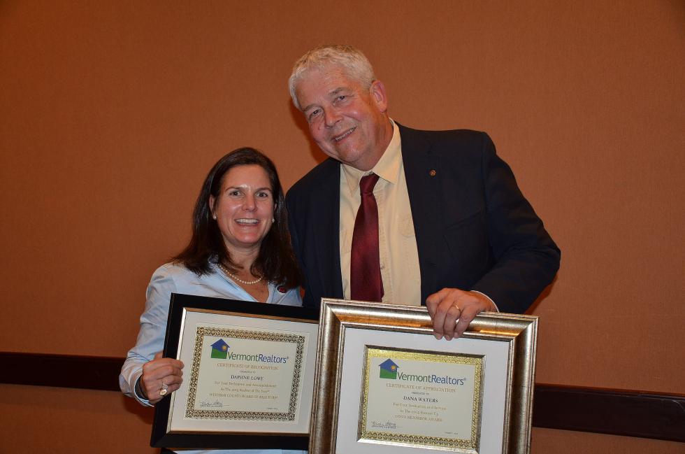 Daphne Lowe and Dana Waters recently received awards from the Windsor County Board of Realtors. (Courtesy photograph) -