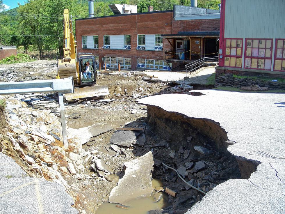 The aftermath of flooding from Tropical Storm Irene is seen in this August 2011 photograph taken at WallGoldfinger's former corporate headquarters in Northfield, Vt. (Courtesy photograph) -