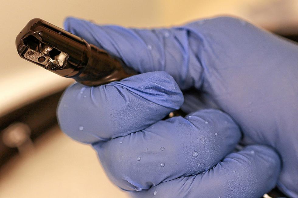 An Olympus duodenoscope is cleaned in the GI unit at LA County/USC Medical Center on Nov. 9, 2015. The tip of the scope contains a camera lens and an articulated scoop, sites that have proven difficult to clean and disinfect. (Robert Gauthier/Los Angeles Times/TNS) - Robert Gauthier | Los Angeles Times
