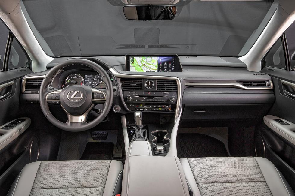 The interior dash of the 2016 Lexus RX is quite layered, with a wide center console that is congested at the gear stack. (Dewhurst Photography/Lexus) - Dewhurst Photography/Lexus | Chicago Tribune