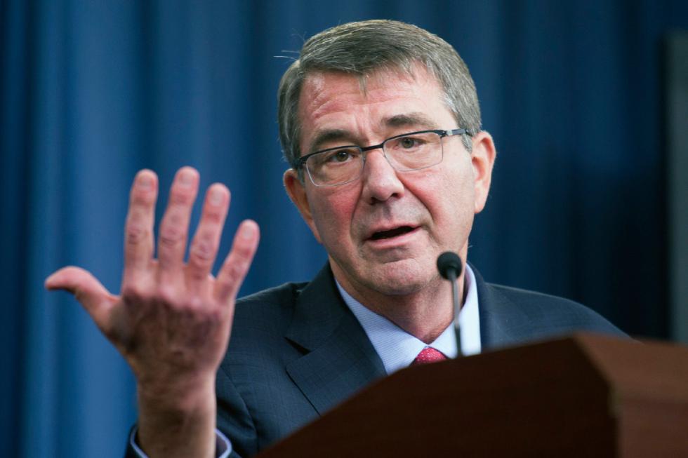 FILE - In this Jan. 28, 2016 file photo, Defense Secretary Ash Carter gestures during a news conference at the Pentagon. The Pentagon is looking for a few good computer hackers. Screened high-tech specialists will be brought in to try to breach the Defense Department's public Internet pages in a pilot program aimed at finding and fixing cybersecurity vulnerabilities. (AP Photo/Cliff Owen, File) - Cliff Owen | FR170079 AP