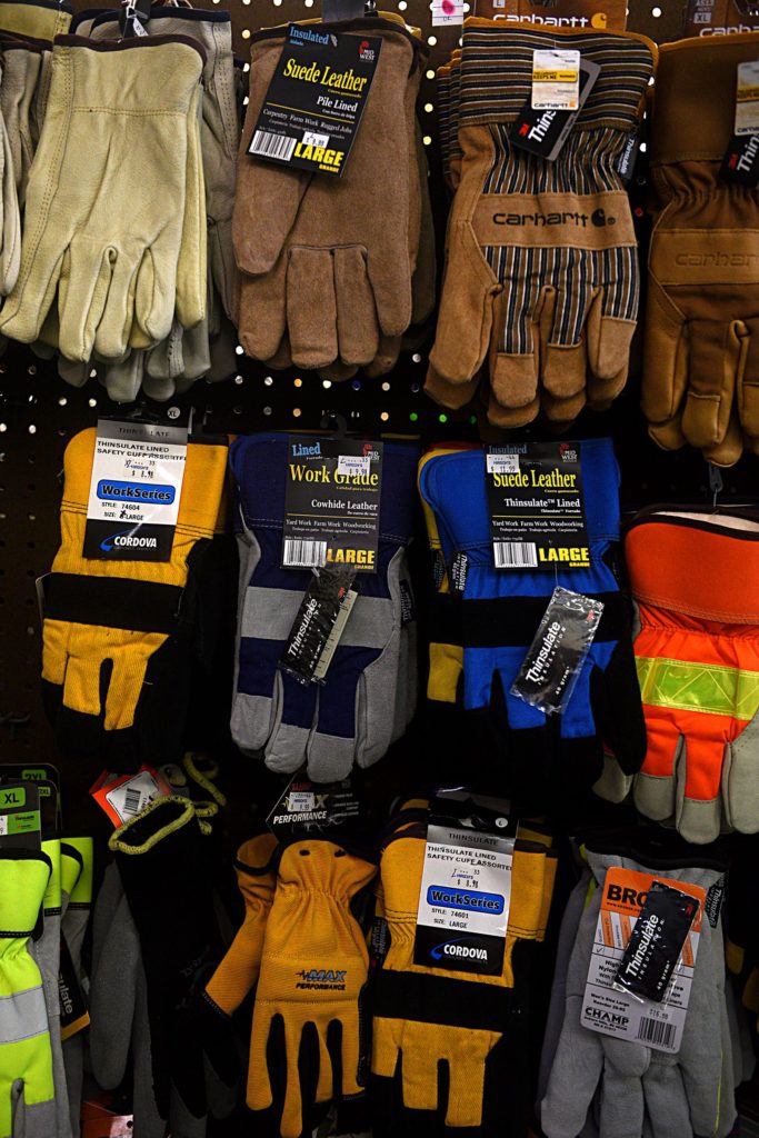 Work gloves for sale at Hirsch's Clothing in Lebanon, N.H., on Jan. 7, 2016. Owner Ed Hirsch has decided to close the family clothing store after nearly 70 years in business. (Valley News - Sarah Priestap) Copyright Valley News. May not be reprinted or used online without permission. Send requests to permission@vnews.com.
