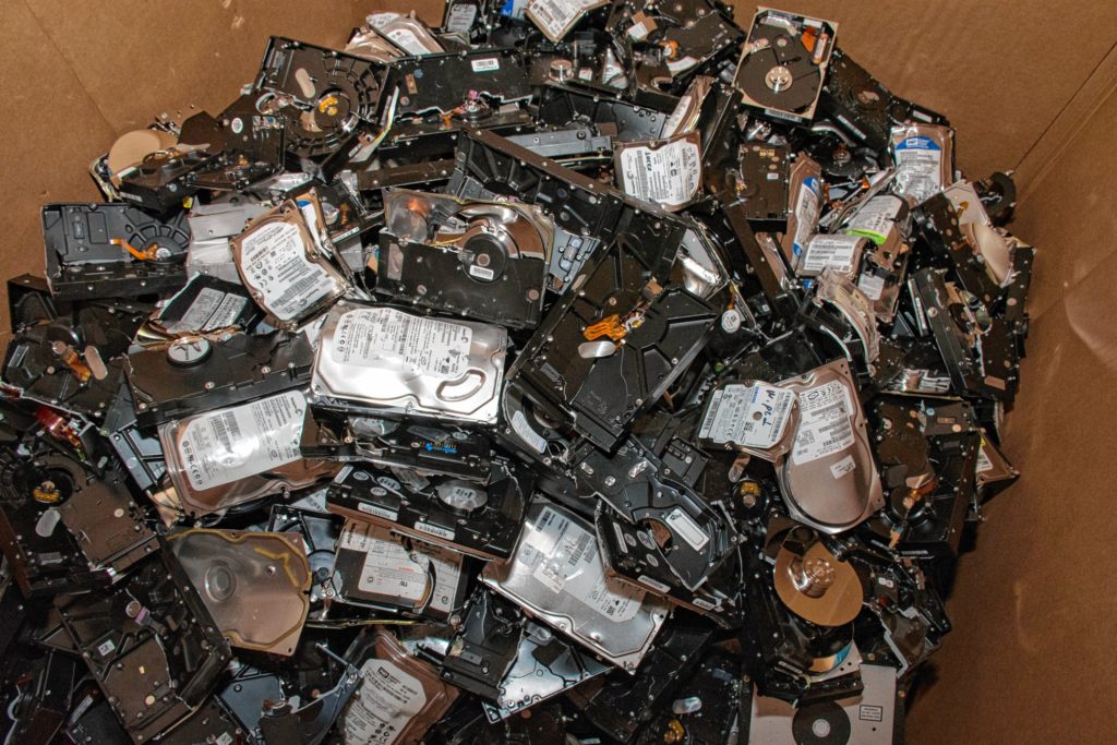 A collection of destroyed hard drives. Nancy Nutile-McMenemy photograph
