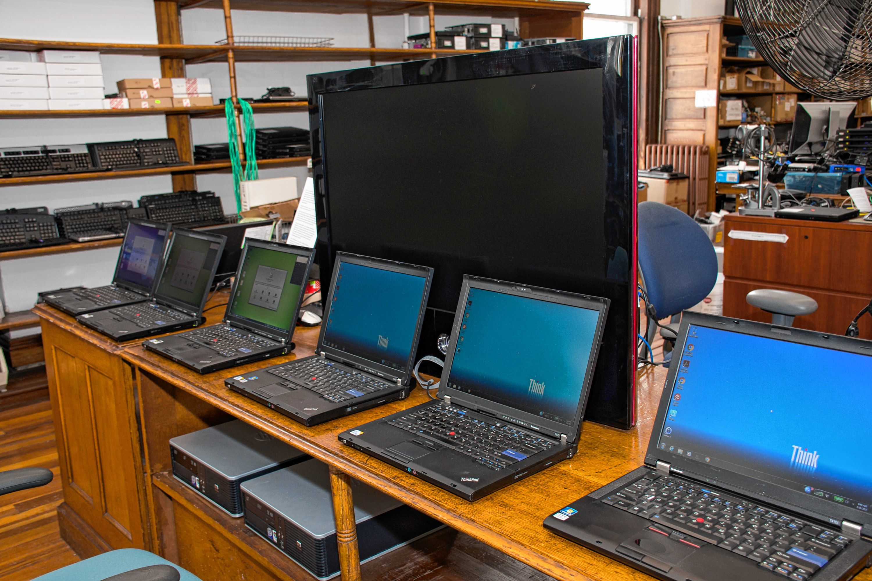 Some of the refurbished ThinkPads for sale. Nancy Nutile-McMenemy photograph