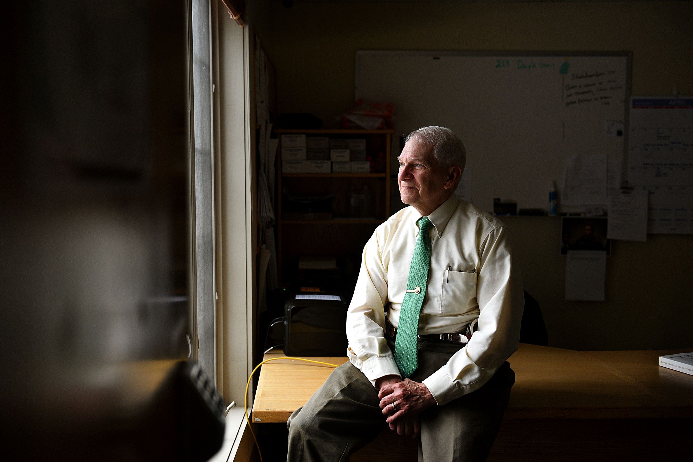 Cpl. Jim Otranto, who is in charge of information technology at the Woodstock Police Department in his office on April 13, 2017, in Woodstock, Vt. (Valley News - Jennifer Hauck) Copyright Valley News. May not be reprinted or used online without permission. Send requests to permission@vnews.com.