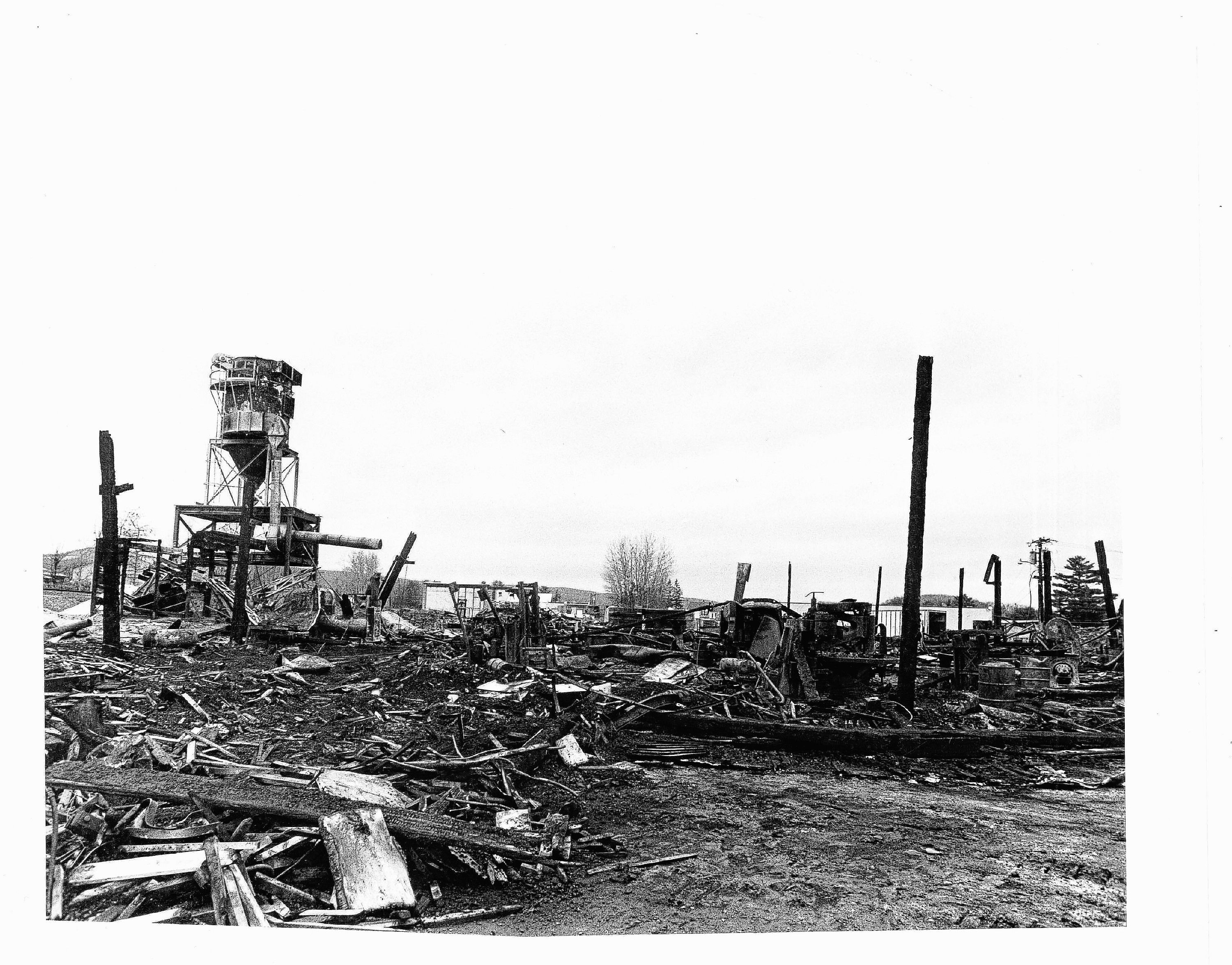The aftermath of the Nov. 17, 1984, fire at Copeland Furniture on Industrial Drive in Bradford, Vt. Valley News file photograph — Tom Wolfe