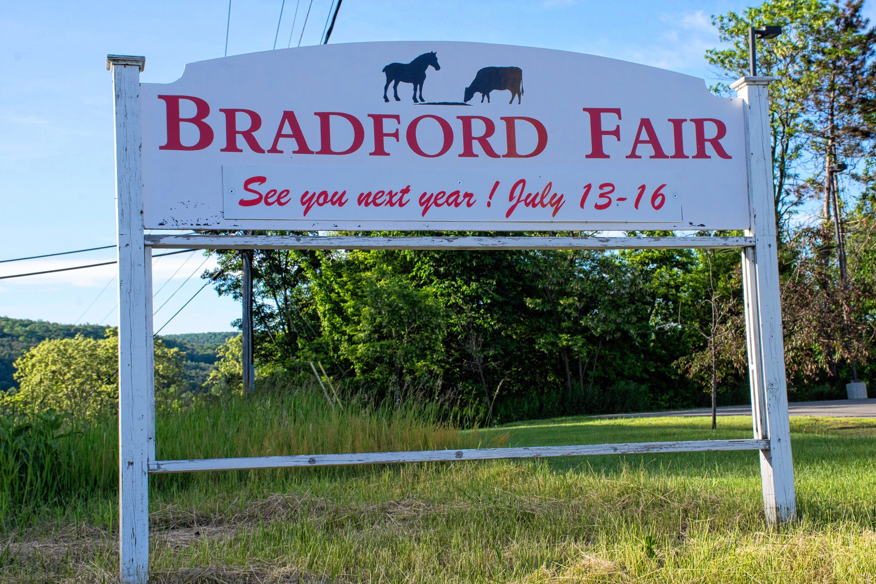 The sign announcing the fair July 13-16. Nancy Nutile-McMenemy photograph.