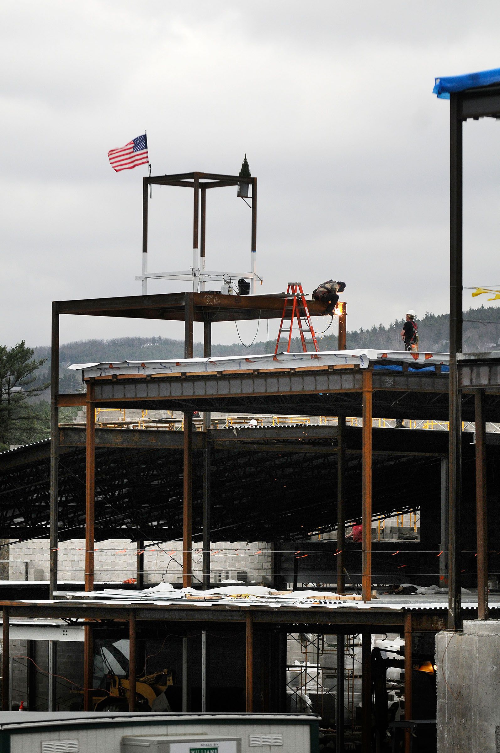 Construction of the Lebanon Middle School on Moulton Ave. in Lebanon, N.H., on April 28, 2011. (Valley News - Jason Johns) Copyright Valley News. May not be reprinted or used online without permission. Send requests to permission@vnews.com.