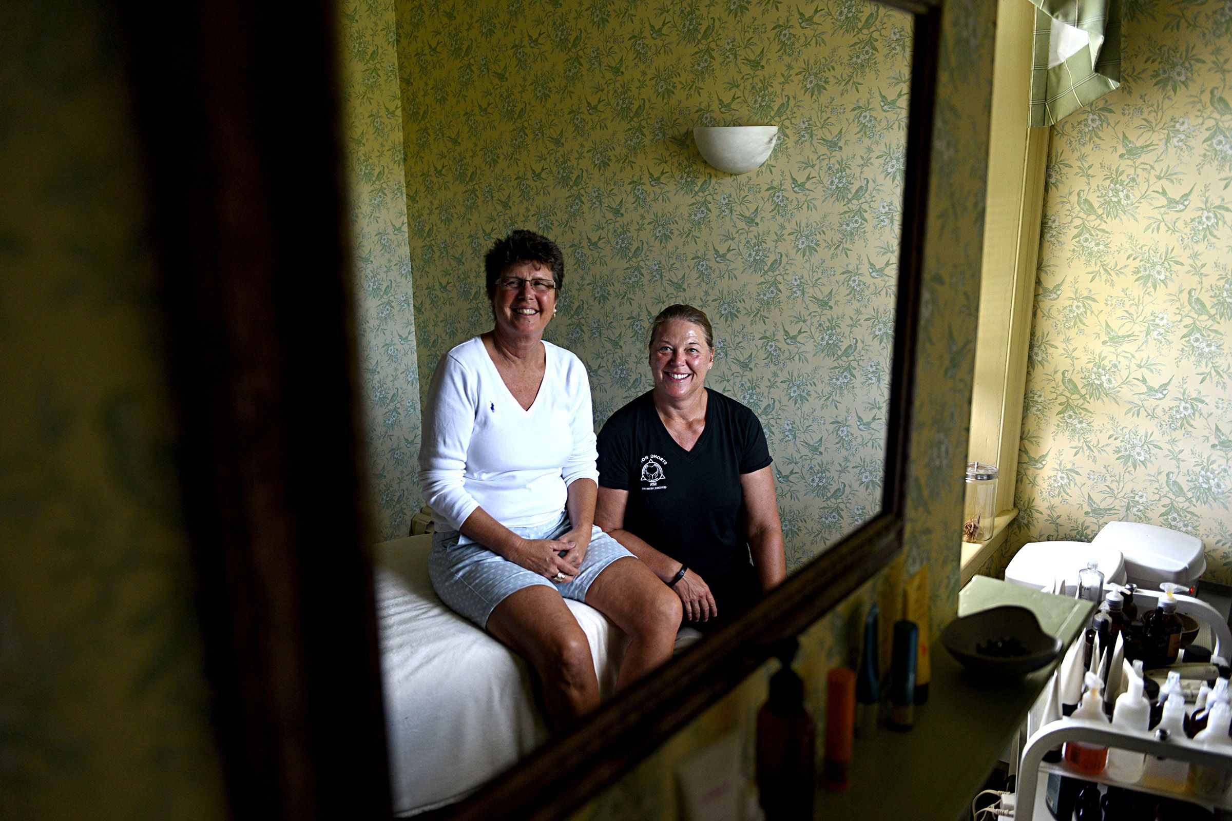 Sheila Armen, left, and Shelly Yusko opened Strong House Spa in Quechee, Vt., 25 years ago. (Valley News - Jennifer Hauck) Copyright Valley News. May not be reprinted or used online without permission. Send requests to permission@vnews.com.
