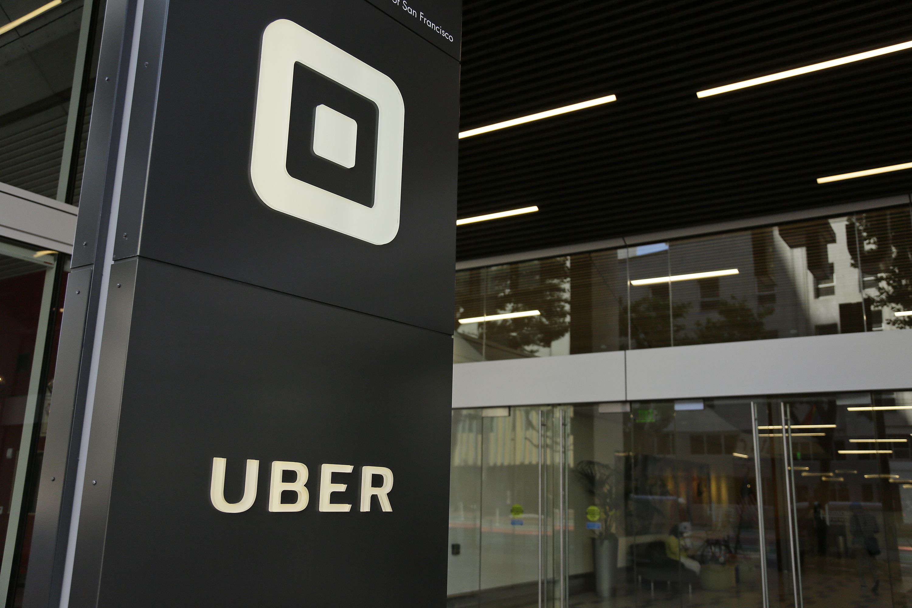 FILE - This Wednesday, June 21, 2017, file photo shows the building that houses the headquarters of Uber, in San Francisco. In a move announced Monday, Nov. 6, 2017, Uber is pledging $5 million over the next five years to seven organizations that work to prevent sexual assaults, a move aimed at helping the ride-hailing service combat its own problems as well as society as a whole. (AP Photo/Eric Risberg, File)