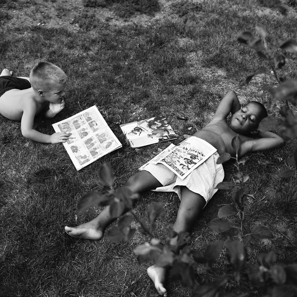 Eugene Revels, 5, right, of New York City, enjoys spending two weeks in July 1964 with Marty Canillas, 4, and his family on Airport Road in West Lebanon, N.H. Revels is amongst the 10,000 children entertained by "Friendly Town" hosts through the efforts of the "New York Herald Tribune's" Fresh Air Fund, started in 1877. (Valley News - Larry McDonald) Copyright Valley News. May not be reprinted or used online without permission. Send requests to permission@vnews.com.