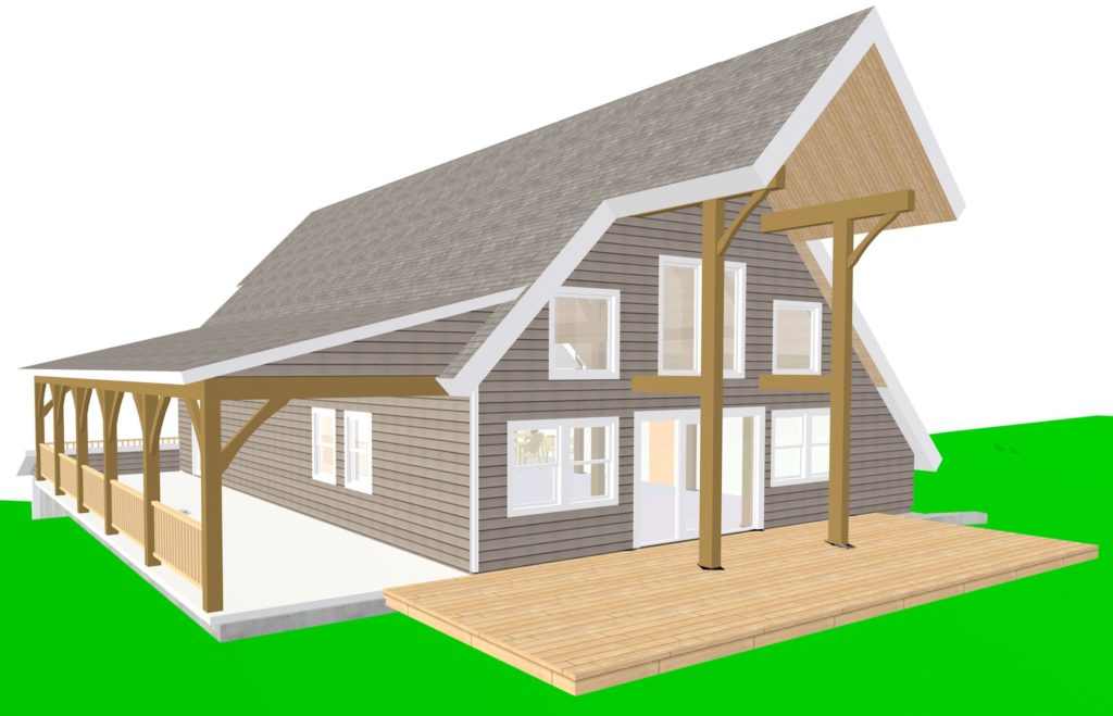 A rendering of the new Ascutney Outdoors building, facing the mountain with a deck and porch. Construction of the 3,600 square-foot building is due to begin late summer 2017. (Jim Lyall illustration)