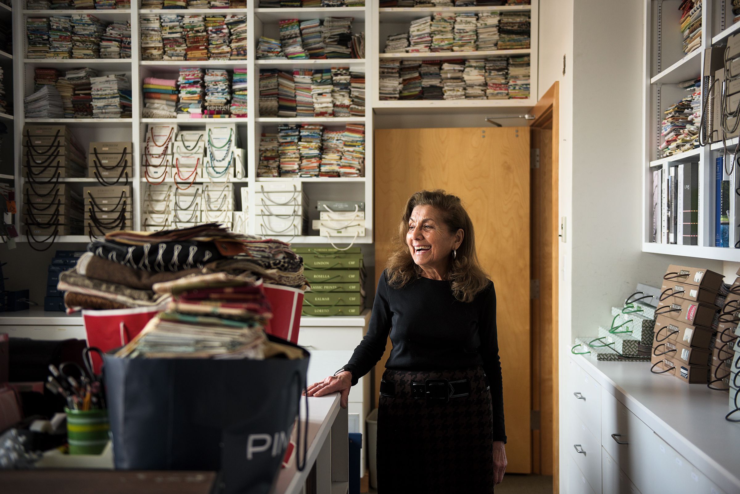 Gilberte Boghosian started a drapery and upholstery business more than 50 years ago with her husband, Antranig, and they gradually grew into doing design services and offering custom fabrics and furniture. Boghosian stood for a portrait at the Hanover, N.H., headquarters of the business on Thursday, Jan. 10, 2019. (Valley News - James M. Patterson) Copyright Valley News. May not be reprinted or used online without permission. Send requests to permission@vnews.com.