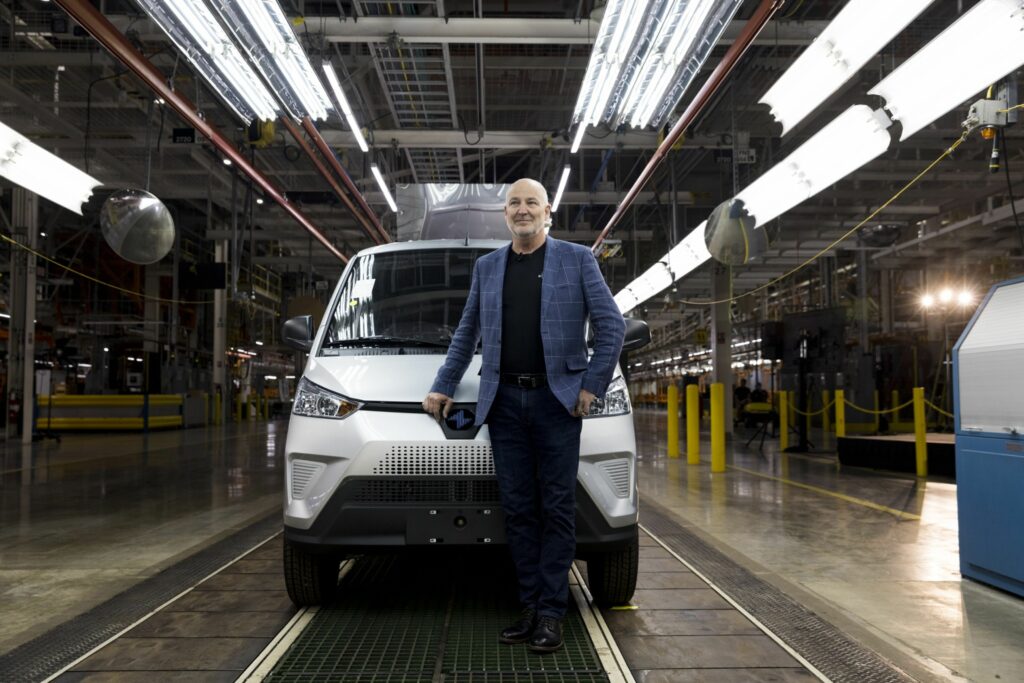 Jim Taylor, co-founder and chief executive officer of Electric Last Mile Solutions Inc., with an Urban Delivery electric van at the company's facility in Mishawaka, Indiana, on Sept. 28, 2021. MUST CREDIT: Bloomberg photo by Taylor Glascock.