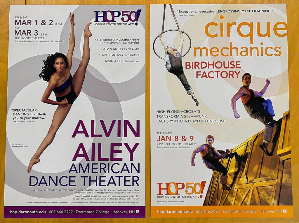 Past posters for events at the Hopkins Center for the Arts at Dartmouth in Hanover, N.H. (Courtesy Hopkins Center for the Arts at Dartmouth)