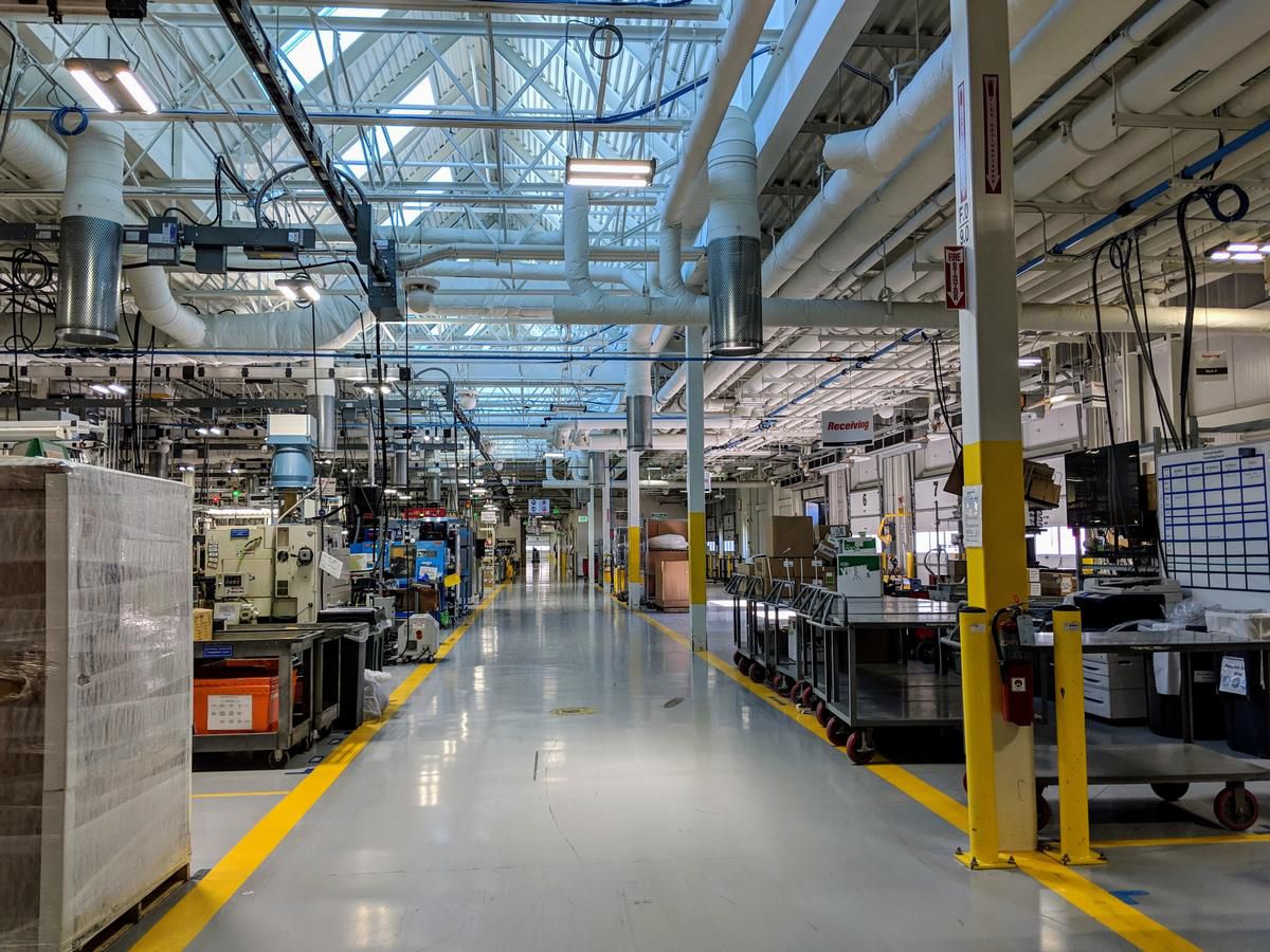Energy efficiency measures like motion-sensing lights have saved Hanover-based Hypertherm, seen here in 2019, millions of dollars over the years.