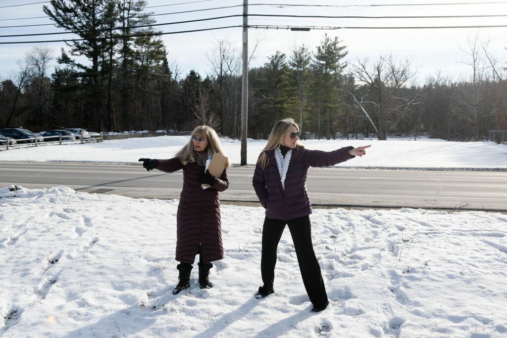 Real estate agent Doreen Wyman, of Granite Northland Associates, left, visits a Canaan, N.H., property with Shelli Vanier, co-owner of Upper Valley Home Sales, where she plans to site a modular home Tuesday, Jan. 10, 2023. Wyman has been a licensed realtor in New Hampshire since 1977.(Valley News - James M. Patterson) Copyright Valley News. May not be reprinted or used online without permission. Send requests to permission@vnews.com.