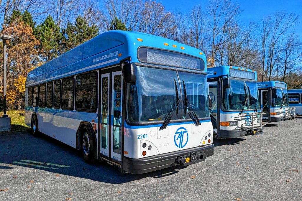 Advance Transit's new electric buses have been on the road since mid-March. (Courtesy Advance Transit)